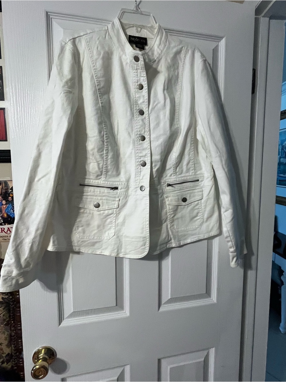 Style & Co. Women's White Button-Front Jacket XL